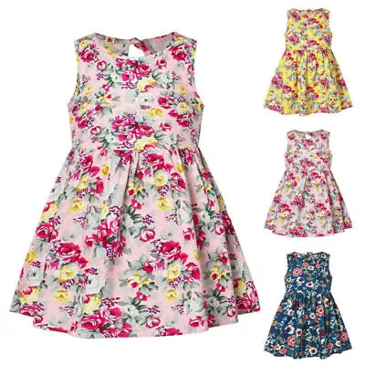 Kids Girl Sleeveless Floral Ruffle Dress Party Mini Dress Comfy Sundress Summer • $15.36
