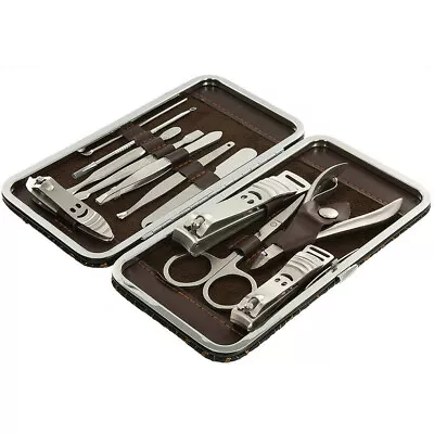 12PCS Pedicure / Manicure Set Nail Clippers Cleaner Cuticle Grooming Kit Case • £4.97