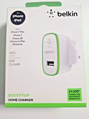 £7.99 • Buy New Belkin BOOST UP 2.4A Home Charger For IPad Pro, IPhone 12 Watt XR/ XS /X/ 8
