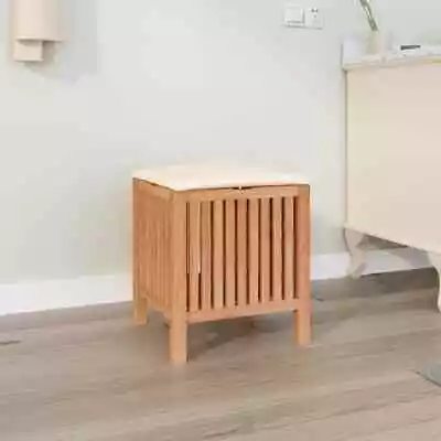 40.5x40x52 Cm Wooden Bathroom Cushion Padding Stool Laundry Basket With Storage • $105.42