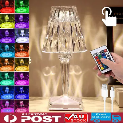 LED Crystal Table Lamp Bedside Desk Night Lights RGB Bar Touch Atmosphere Lamp • $18.95