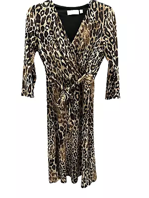 NY Collection Dress Size XS B-Slim Faux-Wrap Body-Shaper Dress Leopard Print • $20