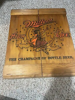 Vintage Miller High Life Beer Wall Hanging Crate Cabinet Wooden Display Box Sign • $75