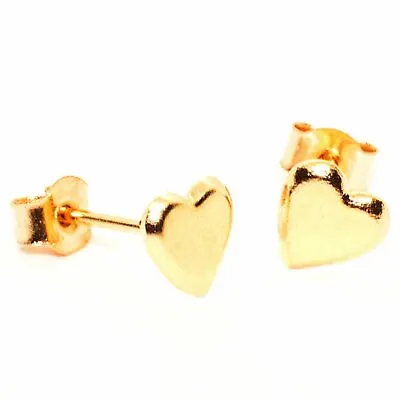 9ct Gold Stud Earrings Heart Design 5 Mm Across With Posts And Backs Also Gold • £15.95