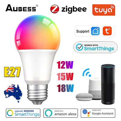 E27 Zigbee3.0 Smart Light Bulb RGB+CW 18W Smart Life APP For Alexa & Google Home • $22.65