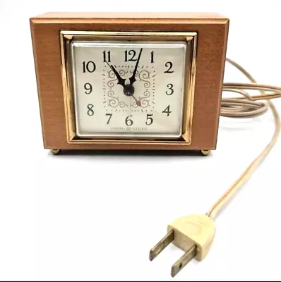 Vtg Solid Maple Brass Footed Electric Alarm Clock Second Hand By GE #7269 USA • $19.99