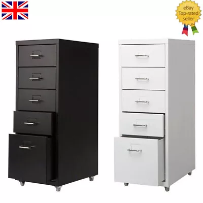 3/4/5/6/8 Drawer Mobile Office Filing Cabinet Metal File Storage Unit On Castor • £45.95