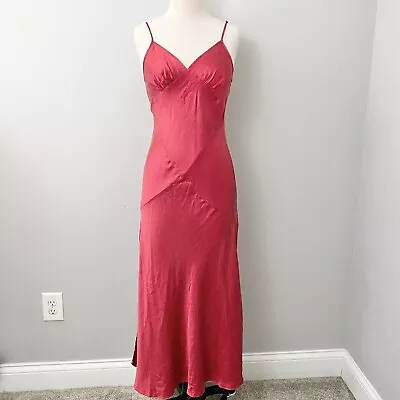 Victoria’s Secret Vintage Y2K Silk Slip Dress Maxi Mesh Detail In Red Women's • $78