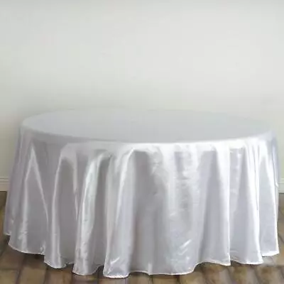$19.20 • Buy 120-Inch ROUND SATIN TABLECLOTH Dinner Wedding Party Linens Decorations Sale