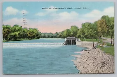 Marion Indiana~Scene On Mississinewa River~PM 1942~Vintage Postcard • $1.60