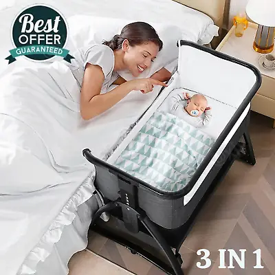 3 In 1 Baby Bassinets Bedside Sleeper Portable Baby Crib Bassinets W/Swing Mode • $118.99