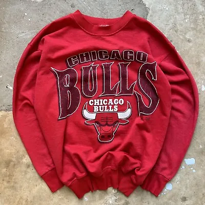 Vintage 90s Chicago Bulls NBA AOP Graphic Pullover Crewneck Sweatshirt Medium M • $45.49