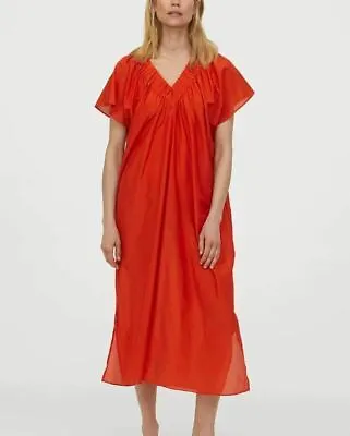 H&M Trend Premium Quality Silk-Blend Kaftan Dress In Dark Orange Large L • $99