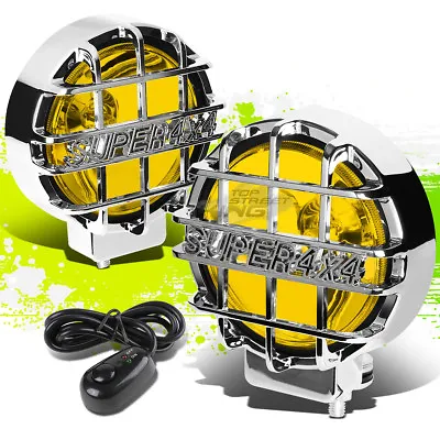 6 Round Chrome Body Yellow Fog Light/offroad Super 4x4 Guard Work Lamp+grille • $41.50