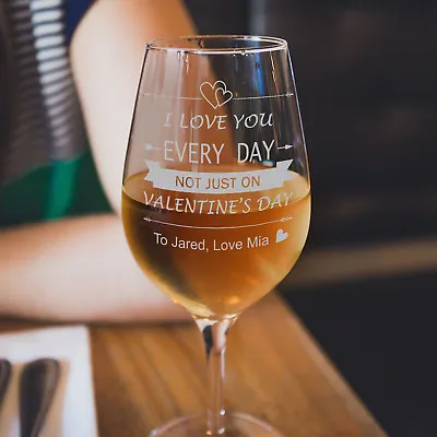 $19.99 • Buy Personalised Engraved 350ml Valentines Day Wine Glass Valentine's Gift For Her 
