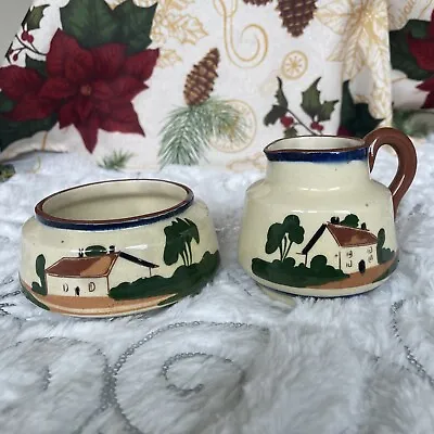 Vintage Watcombe Devon England Mottoware Ceramic Mini Creamer And Sugar Set • $17.88