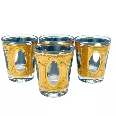 Vintage Culver Pisa Piza Glasses 22K Gold Green Mid Century MCM 4 Shot Glasses • $41.24