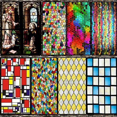 Self Adhesive Frosted Stained Glass Window Door 3D Sticker Film Privacy Decor • $13.97