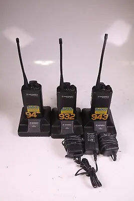Lot Of 3 Motorola GP300 Two Way Radio W/ Docks Chargers Batteries • $125.99
