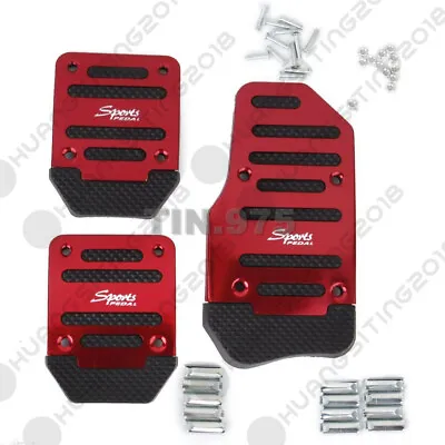 3 Pcs Red Aluminium Alloy Racing Sports Manual Automobiles Non-Slip Foot Pedals  • $18.05
