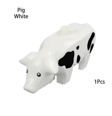 White Black Pig Farm Animal Ham Pork Minifigure Action Figure Block Minifig Toy • £2.99