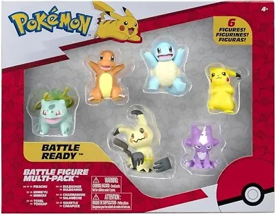 £14.50 • Buy Pokémon Battle Ready 6 Figure Pack Pikachu Mimikyu Charmander Squirtle Bulbasaur
