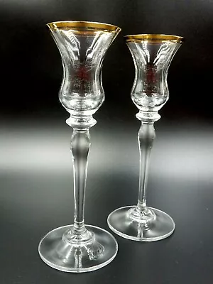 Vintage Set Of 2 Mikasa Crystal Jamestown Gold Trim Candlesticks • $19.99