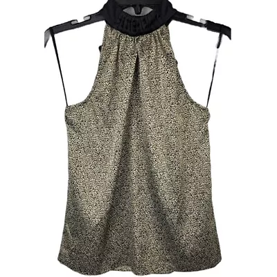 The Limited Womens XS Black Brown Sleeveless Satin Design Tie Back Halter Top • $16.87