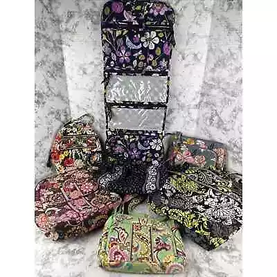 Vera Bradley Bundle Of 7 Bags Toiletry Cosmetics Backpack Lunch Tote Floral • $74.99