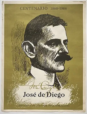 Mid Century Modern 60s 1966 Original Jose De Diego Lithograph Poster Puerto Rico • $100