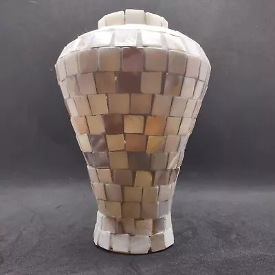 Mosaic Capiz Shell Mother Of Pearl Glass Vase • $26.99