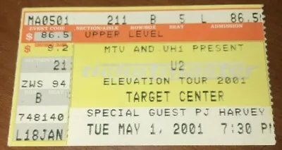 MTV VH1 U2 Elevation Tour Concert Target Center Minneapolis Ticket Stub 5/1/01 • £16.62