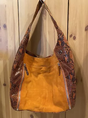 Michael Kors Snake Skin Pattern Orange Shoudler Bag Purse Used • $24.95