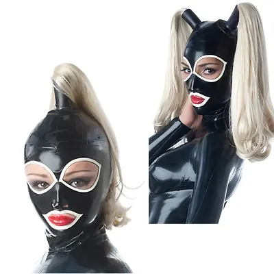 Latex Mask Beautiful Maid Blond Ponytail Wigs Rubber Hood Club Wear Cosplay • £59.98