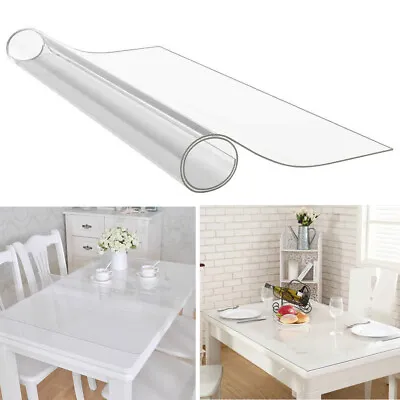 £9.95 • Buy 2mm Thick Clear Transparent Vinyl PVC Tablecloth Table Protector Plastic Cover