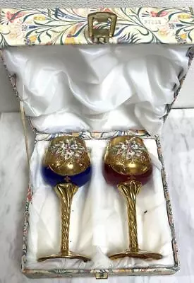 Murano Glass Venetian Drinking Glasses Antique Wine Glass Gold 2set • $151.72