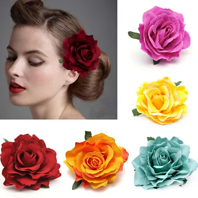 $2.73 • Buy Cloth Rose Flower Hair Clips Corsage Barrette DIY Party Bride Hair Accessories
