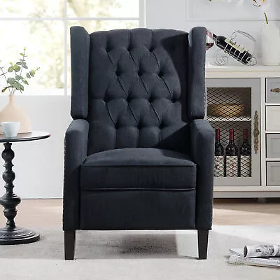 Wide Recliner Chair Vintage Accent Manual Wingback Home Living Room Office • $258.64