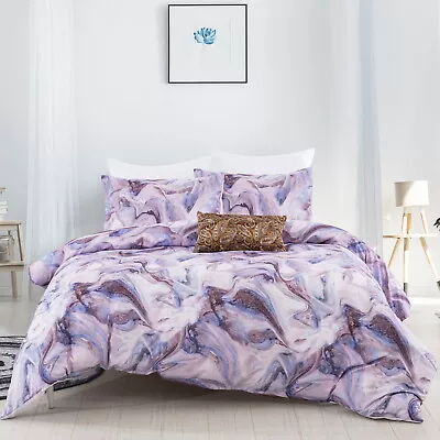 Ultra Soft Marble Quilt/Duvet/Doona Covers Set Q K Size Bedding Set Pillowcases • £41.70