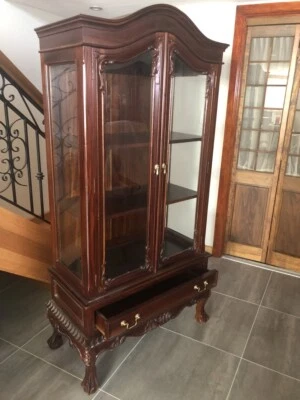 $1195 • Buy Solid Mahogany Chippendale Style Ball & Claw Feet Display Cabinet / Bookcase
