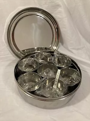 Stainless Steel Masala Dabba Box Indian Spice Box 7 Containers 7 Spoons NEW • $24.99