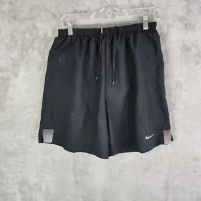 Mens Black Nike Dri Fit Running Performance Shorts Athletic Lined Size M Medium • $16.99