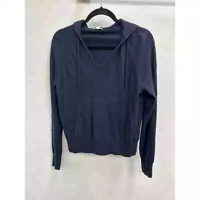 J. Crew Hoodie Navy Sweatshirt In Featherweight Cashmere Size Medium Sweater • $48