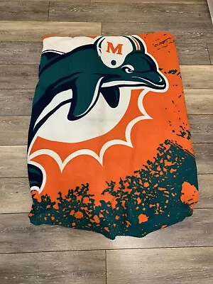 Miami Dolphins Fleece Throw Blanket Northwest Brand 2012 72” X  Aqua Orange • $20.99