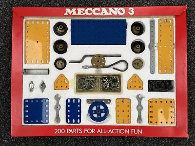 Vintage Meccano 3 Construction Set 1974 Original Box Book Of Models 1 2 3 • £39