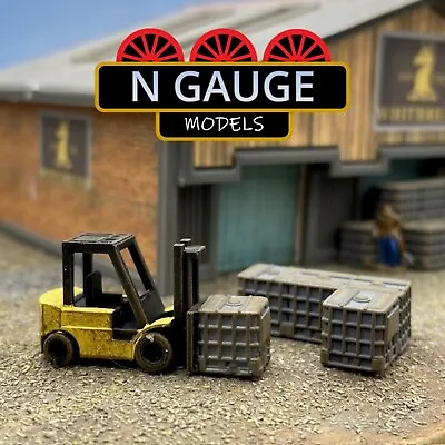 N Scale Gauge 1:148 Forklift Truck And IBC Set (Warehouse Fuel Farm Oil ) 1:160 • $19.18