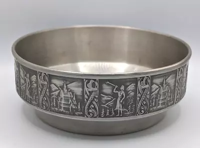 Vintage Snorre Norsk Tinn Large Pewter Bowl Viking Votive 1960's • $35