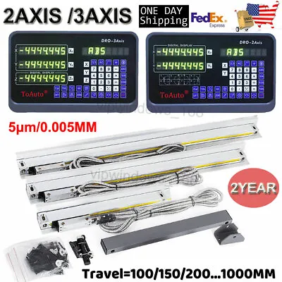 TOAUTO Mill Lathe Linear Glass Scale 4-40  DRO Digital Readout 2Axis 3AxisUS • $55.69