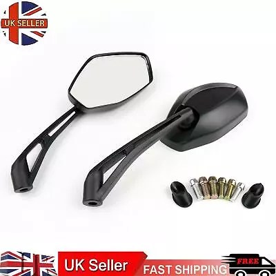 Universal Rear Side Rearview Mirrors Motorcycle Scooter Street Bike 8mm 10mm UK • £21.58