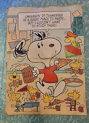 VINTAGE C.1958 Peanuts SNOOPY Poster Univ.of Tennessee  Party 28x20 • $39.99